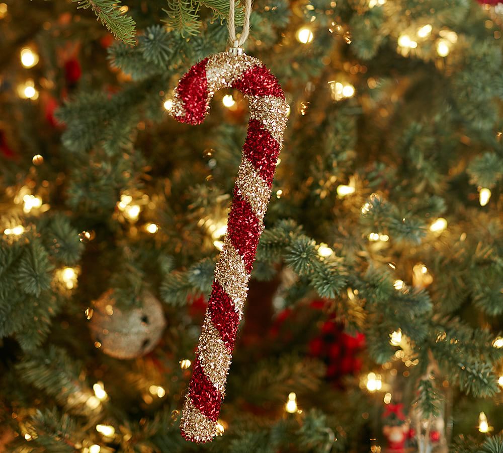 Holiday Tinsel Candy Cane Christmas Ornament | Pottery Barn