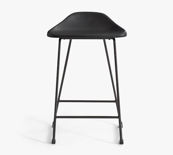 Brenner Leather Bar Counter Stool, Black Metal And Leather Counter Stools