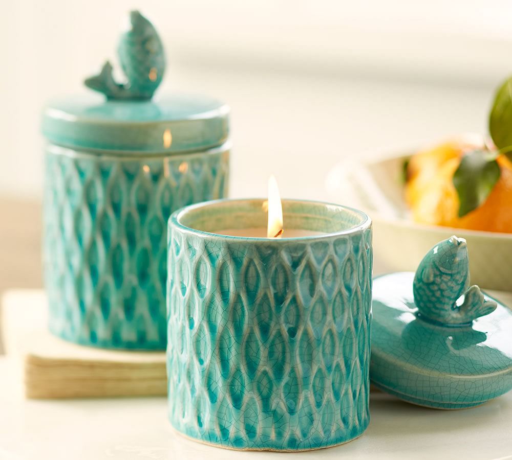 Ceramic Fish Lidded Scented Candle Pot | Pottery Barn