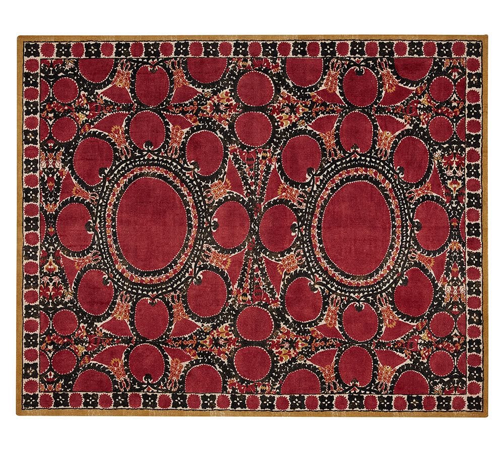 Red Asa Suzani Printed Rug Patterned Rugs Pottery Barn