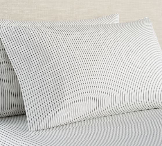 Details about   Pottery Barn Collins headboard slipcover Cal King Courtney Stripe Ticking fabric 