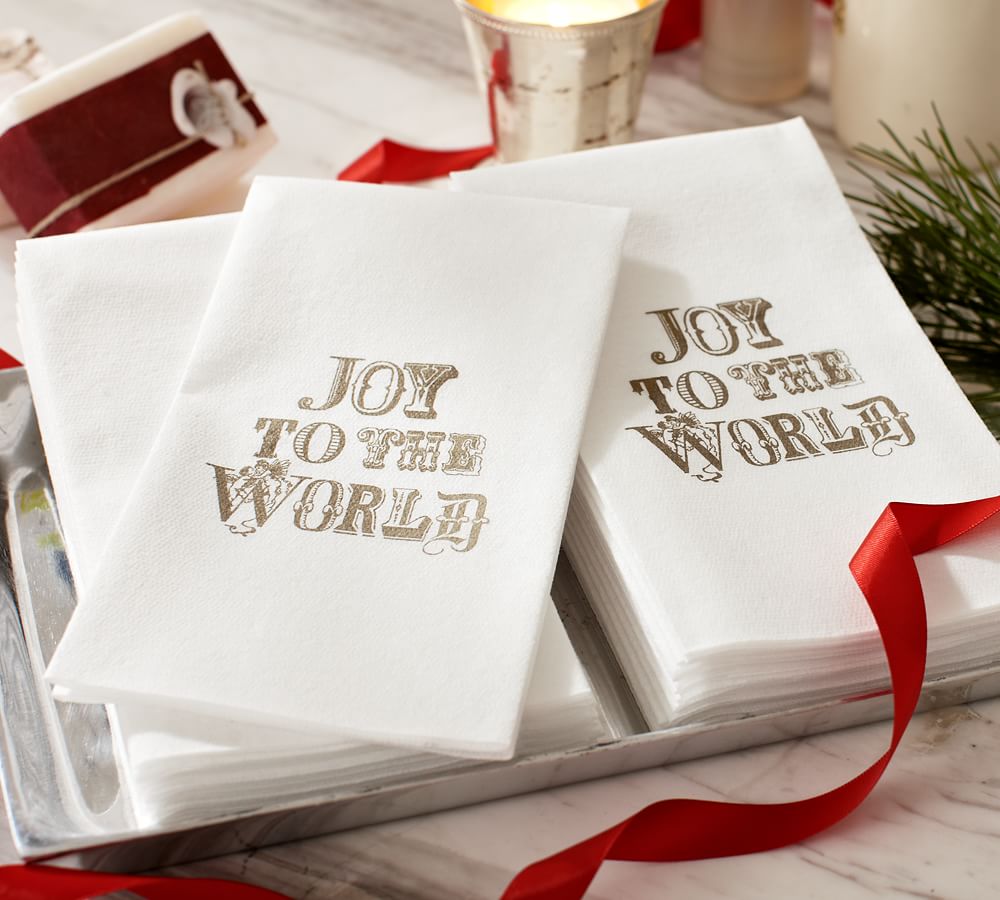 Pottery Barn Christmas Holiday Joy to the World Paper Bathroom Guest Towels 25pc 