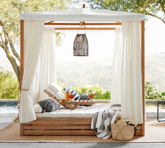 Madera Teak Daybed Double Outdoor, Outdoor Daybed Canopy Cover
