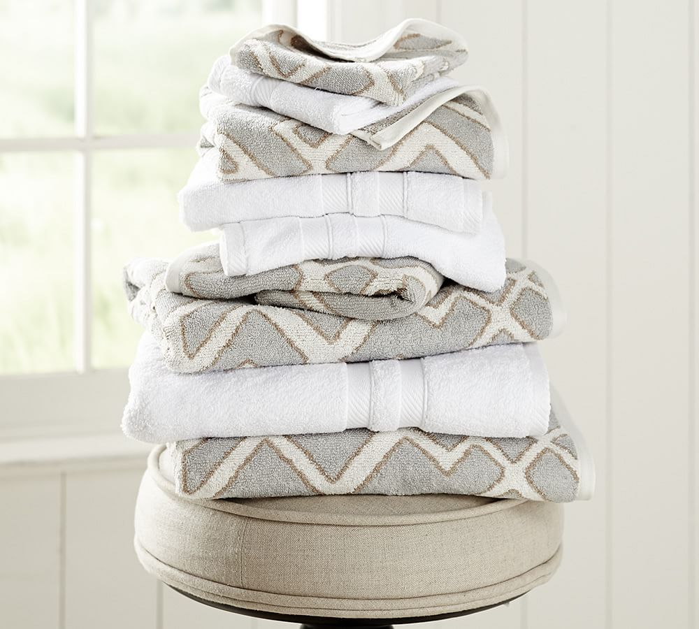Shelby Jacquard Organic 600gram Weight Bath Towels Pottery Barn
