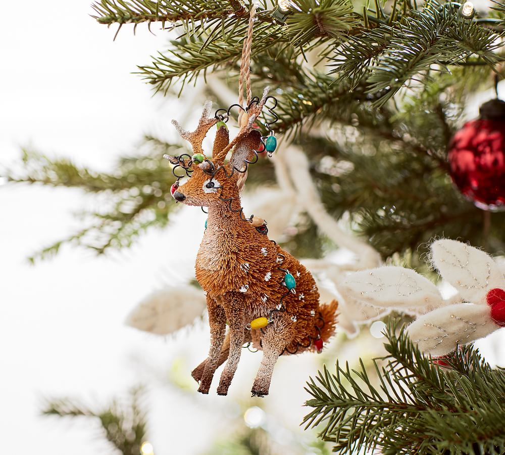 Bottlebrush Reindeer Ornament | Pottery Barn