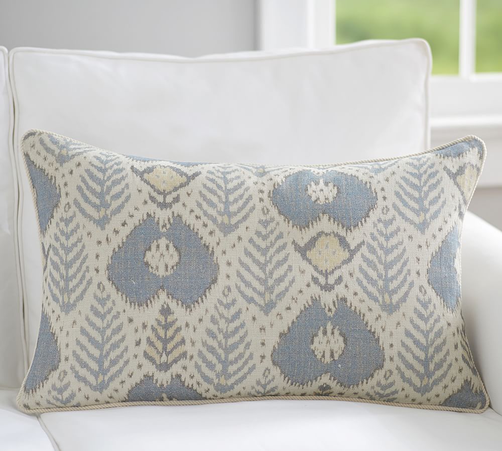 Fern Ikat Print Lumbar Decorative Pillow Cover Pottery Barn