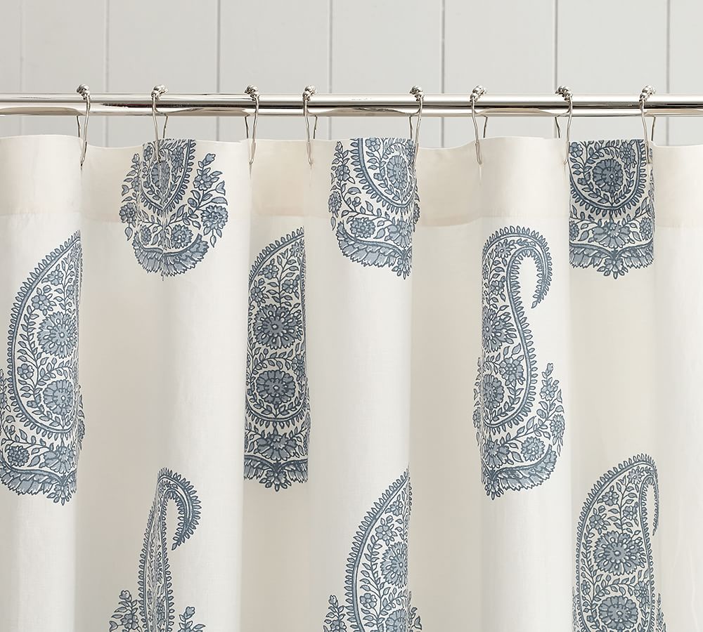 Rayna Paisley Linen/Cotton Shower Curtain Pottery Barn