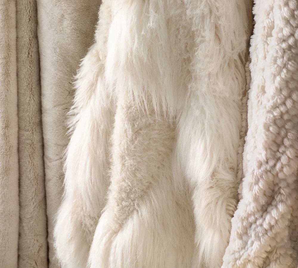 Mongolian Patchwork Faux Fur Throw Pottery Barn