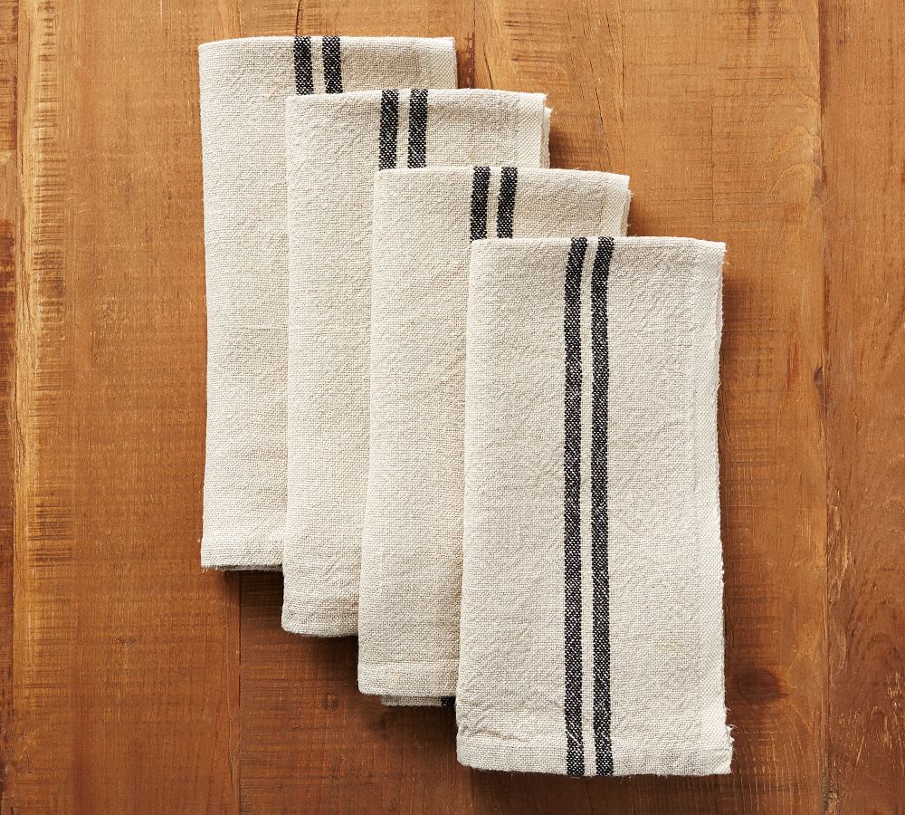 Caravan Vintage Striped Linen Napkins Set of 4 Pottery Barn