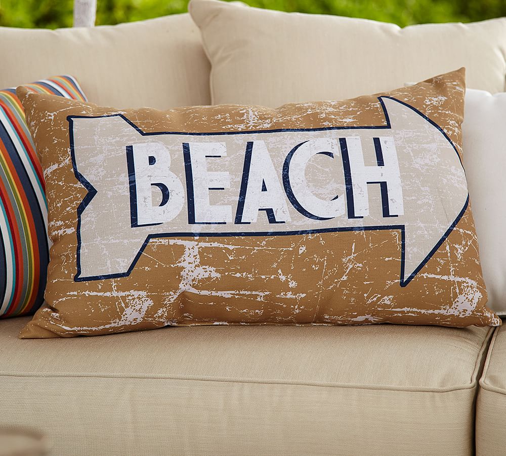 POTTERY BARN Postcard red blue Outdoor american throw Pillow Nautical beach 