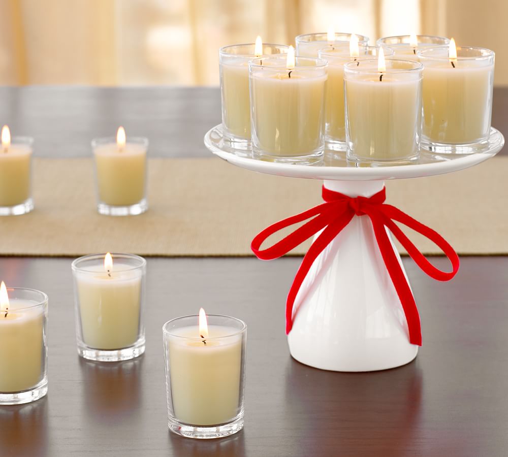 Unscented Filled Glass Votive Candles, Set of 16 Pottery Barn