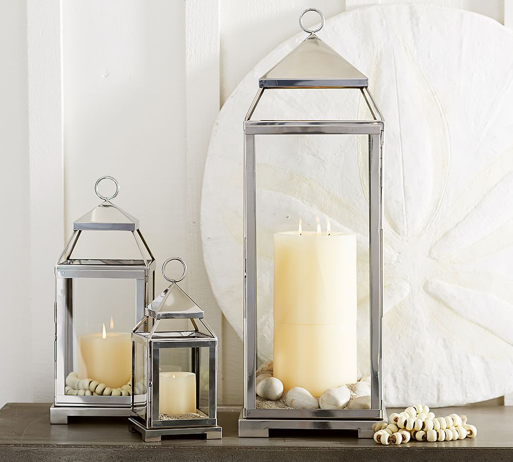 Malta Glass & Metal Indoor/Outdoor Lantern Collection Pottery Barn