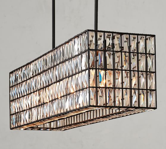 Adeline Crystal Rectangular Chandelier Pottery Barn Adeline Crystal Rectangular Chandelier, Rectangle Crystal Light Chandelier