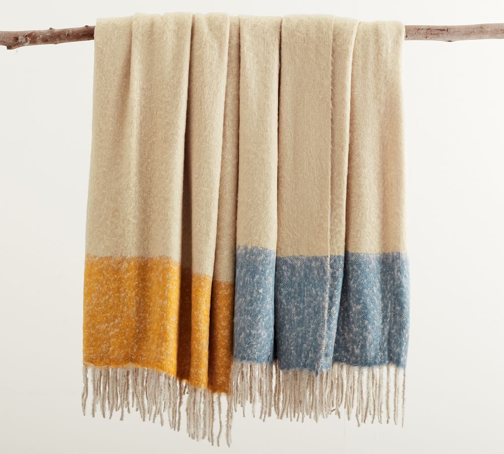 Brushed Block Mohair Throw Pottery Barn