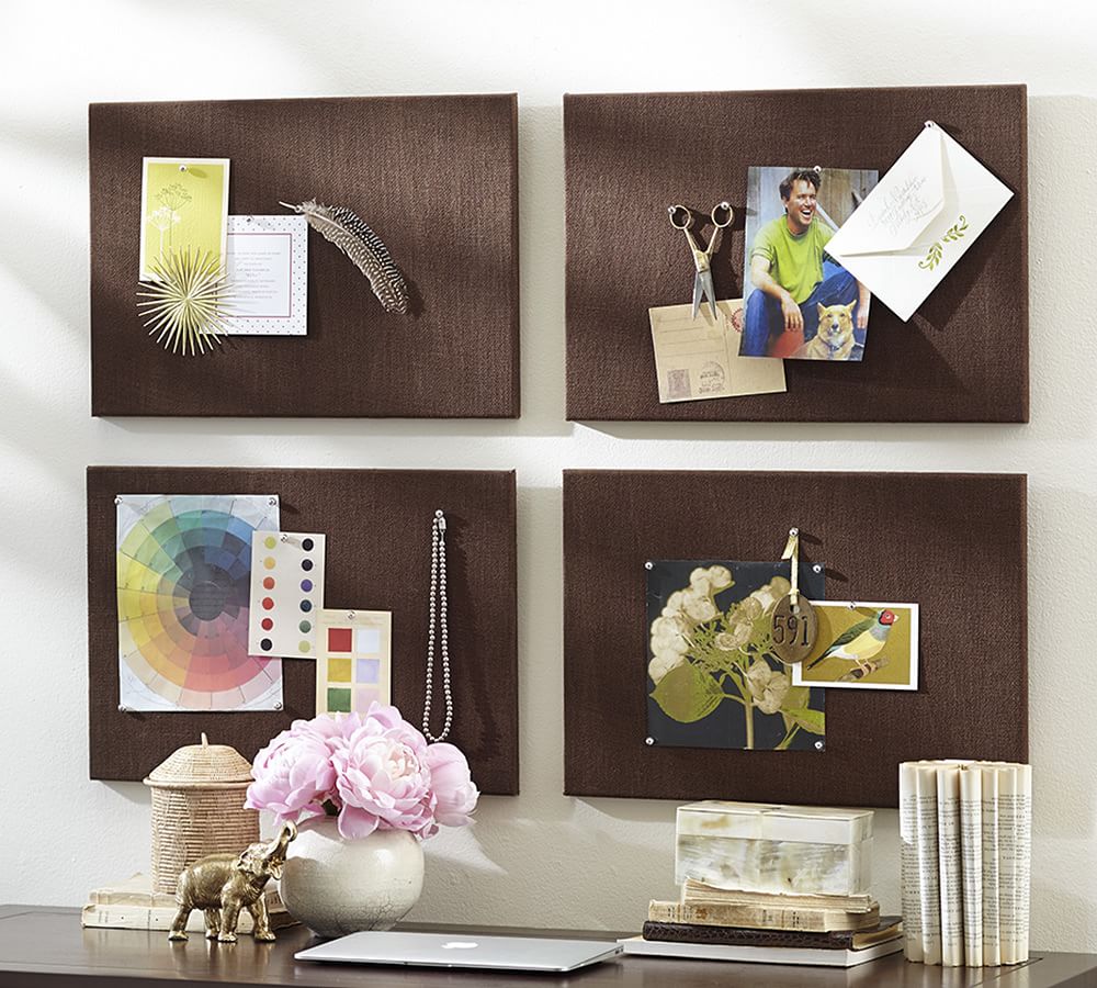 Modular Espresso Linen Pinboard Tile Pottery Barn