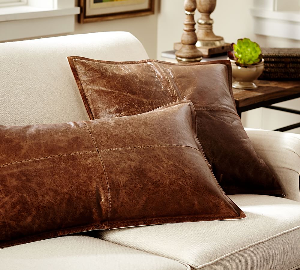 Pieced Leather Pillow Covers Pottery Barn