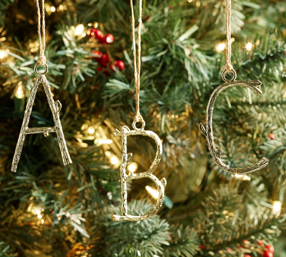 PBK Christmas Decor Gold Glitter Tin Word Believe Ornament