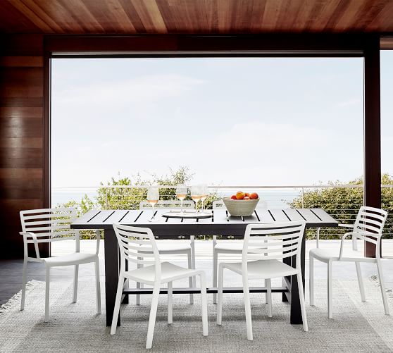 Malibu 76 Metal Extending Rectangular, Black Rectangle Kitchen Table And Chairs