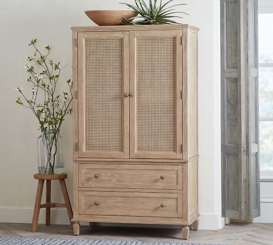 Sausalito Cane Armoire Pottery Barn, Rustic Wood Armoire