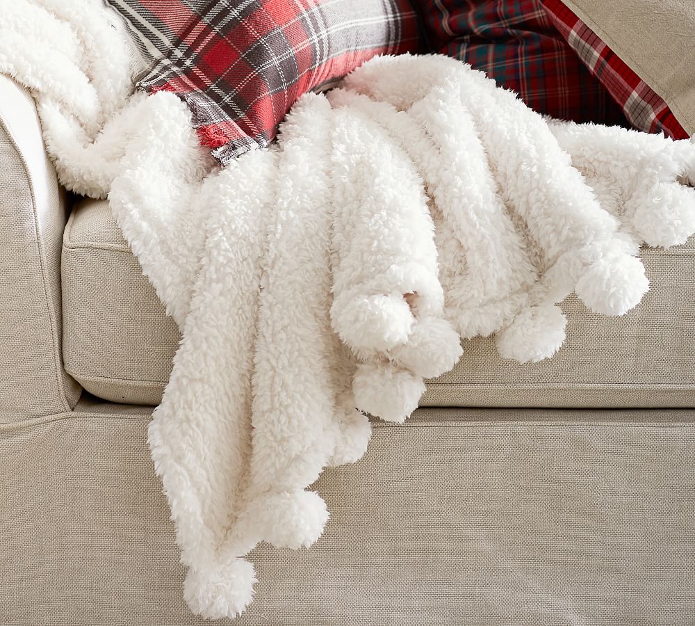 Cozy Pom Pom Sherpa Throws Pottery Barn