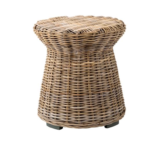 Round Woven Basket End Table 