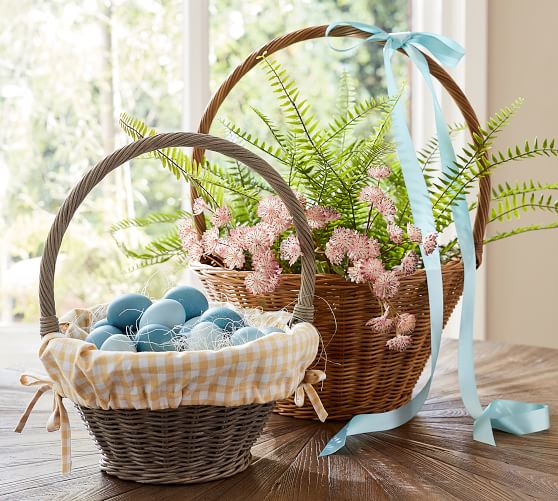 POTTERY BARN Kids SABRINA Basket Liner LARGE Discontinued Baby Blue Floral NOS 