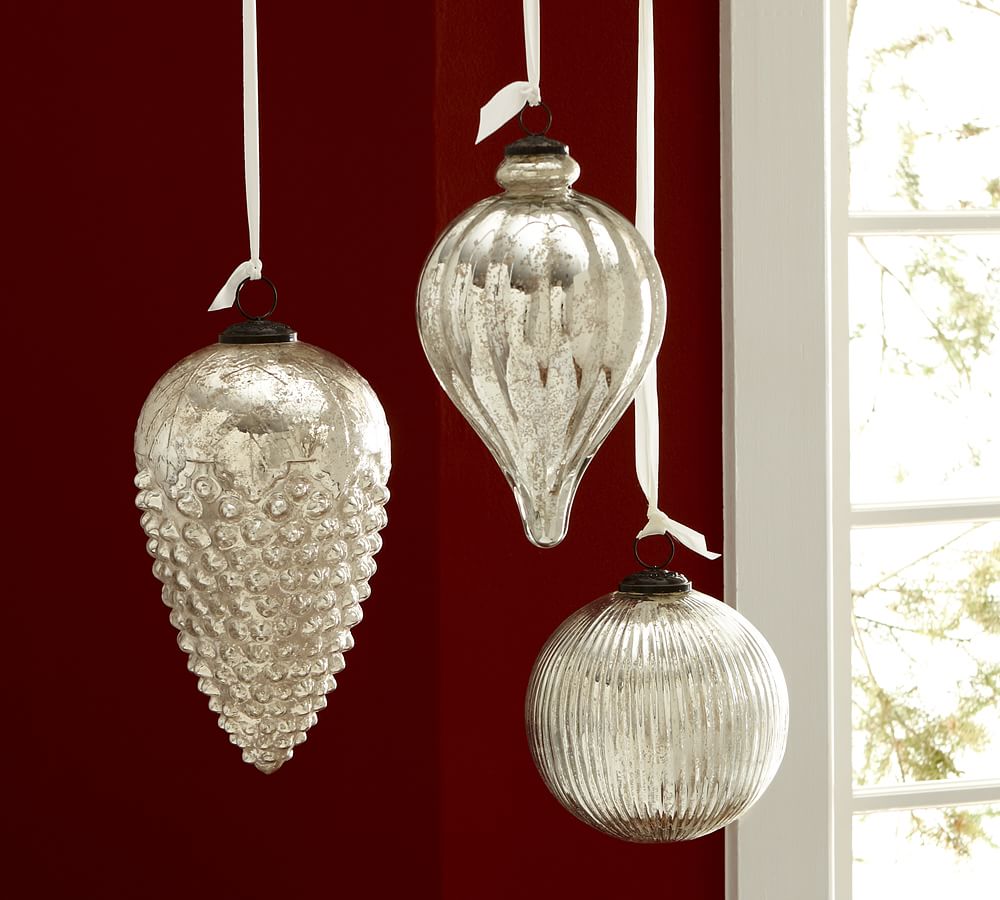 Oversized Mercury Glass Ornaments | Pottery Barn
