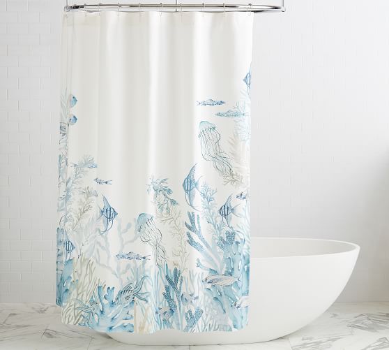 Under The Sea Organic Shower Curtain, Pottery Barn Shower Curtains Discontinued