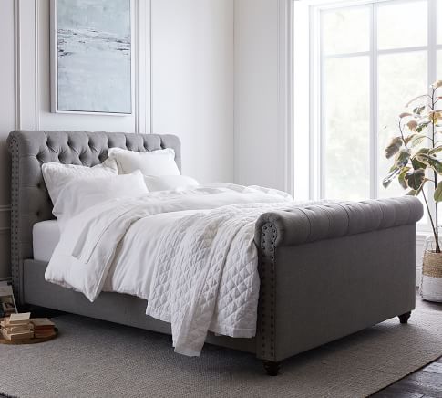 Chesterfield Upholstered Bed With, King Padded Headboard And Footboard Set