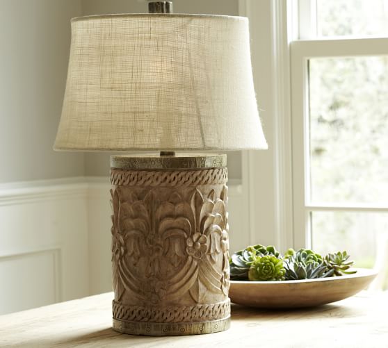 Rowan Carved Wood Table Lamp Bases | Pottery Barn