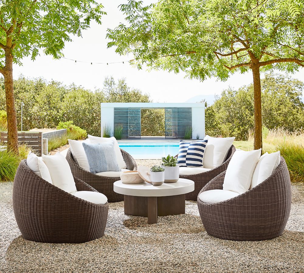 Pomona Indoor/Outdoor 38" Concrete & FSC® Acacia Round Coffee Table