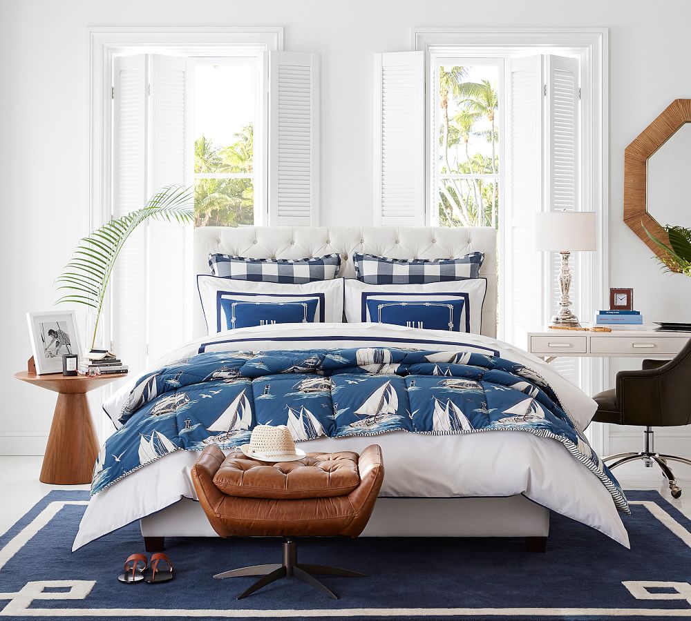 Banded 400ThreadCount Organic Percale Duvet Cover Pottery Barn