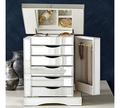 Ultimate Mirrored Jewelry Box Large, Large Mirrored Jewelry Box With Drawers And Shelves