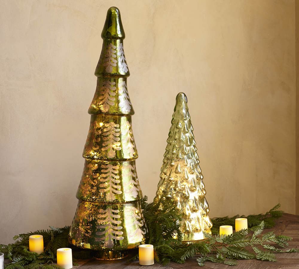 Green Mercury Glass Trees Pottery Barn