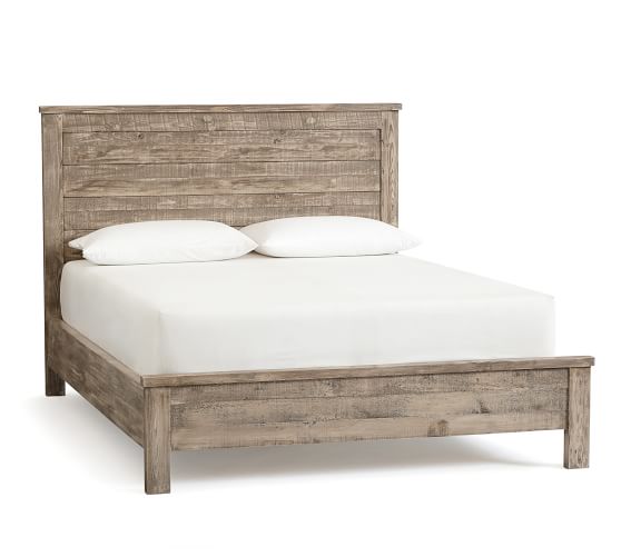 Paulsen Reclaimed Wood Bed Wooden, Distressed White Wood Bed Frame