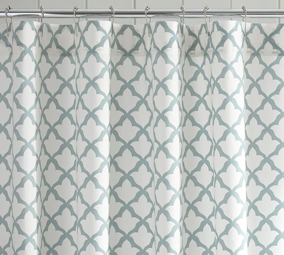 Details about   Pottery Barn Marlo Shower Curtain Blue 72x72” Fretwork Geometric Moroccan Marlow 
