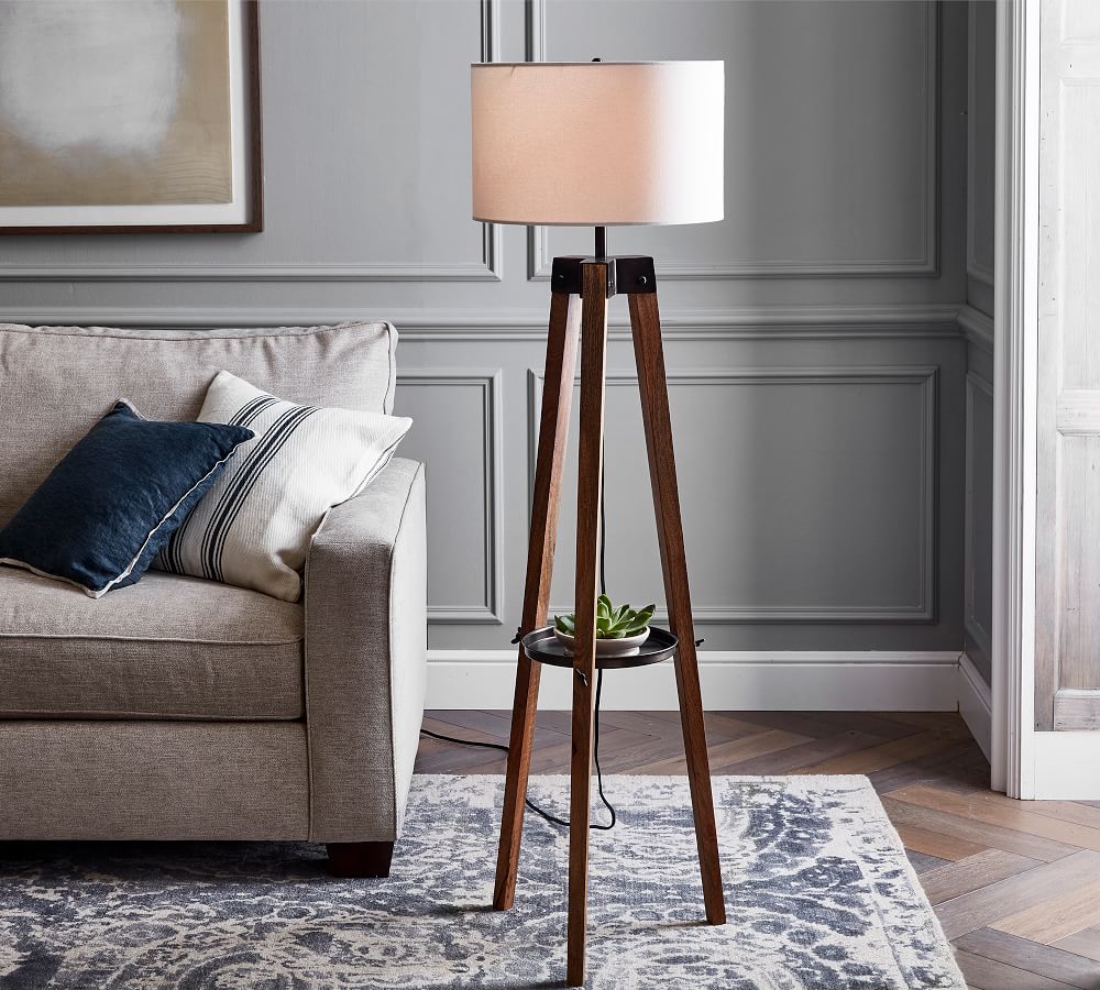 Decorative Floor Lamp For Dining & Living Room With Wooden Tripod Stand 