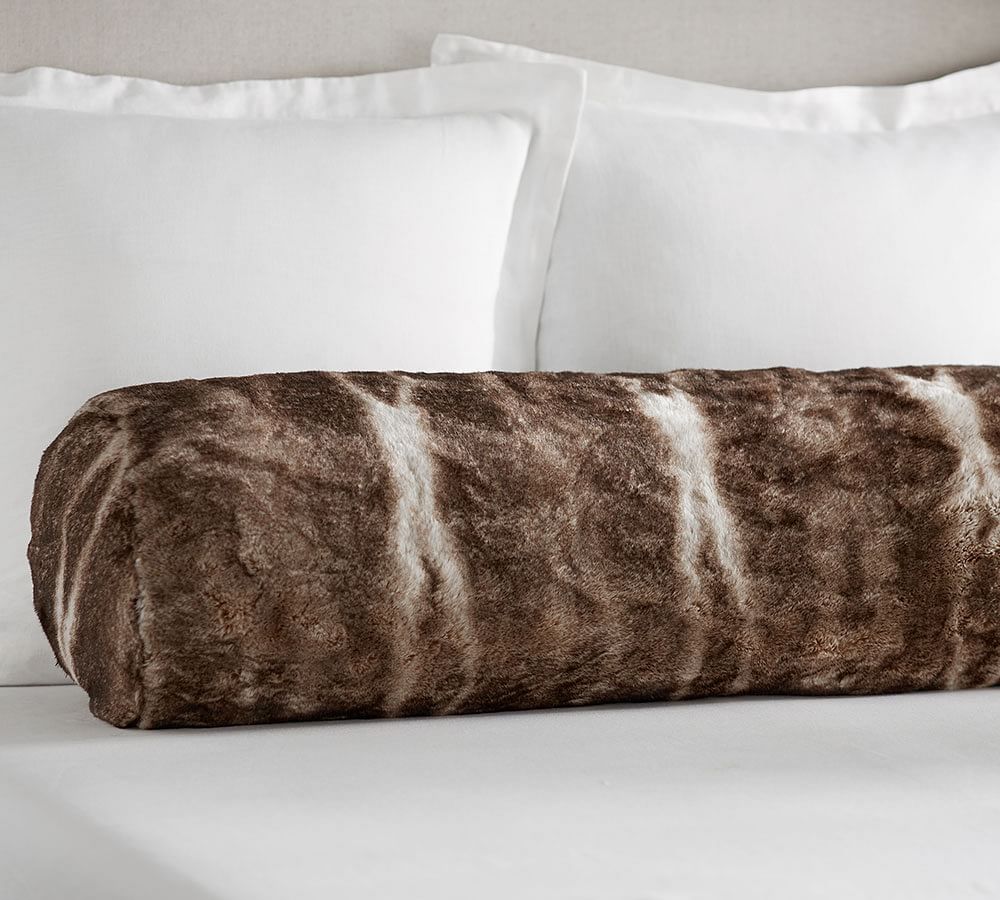 Grey Dearfoams Fur Bolster Pillow 