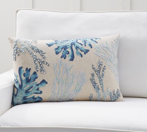 Pottery Barn Blue Gracie Embroidered 18” Pillow Cover 