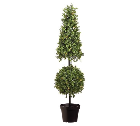 Faux Boxwood Cone Topiary Tree with LED Lights, 42