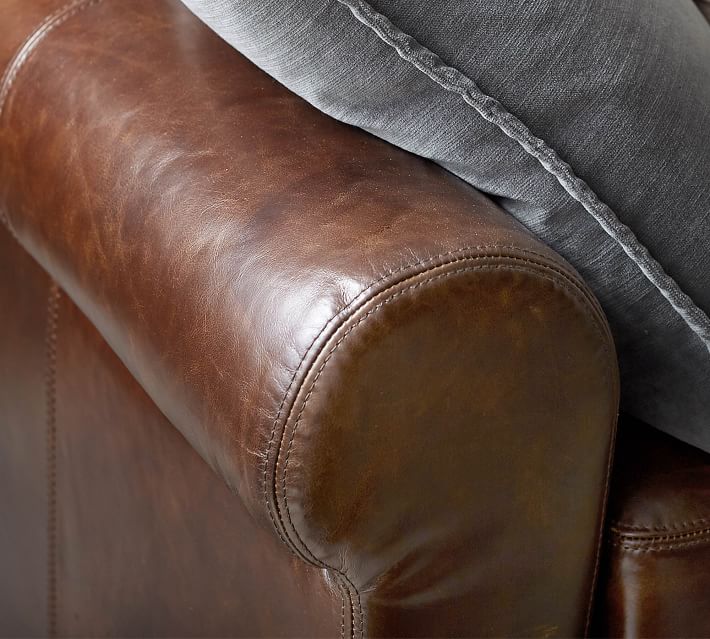 Cameron Roll Arm Leather Sofa Pottery Barn