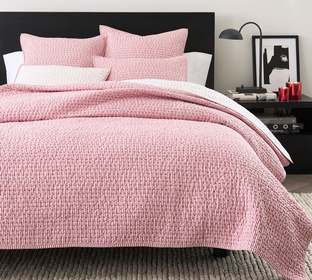 Sweet Home Collection Kate Stripe Pick-Stitch Quilt & Pillow Sham Set – Vintage Washed