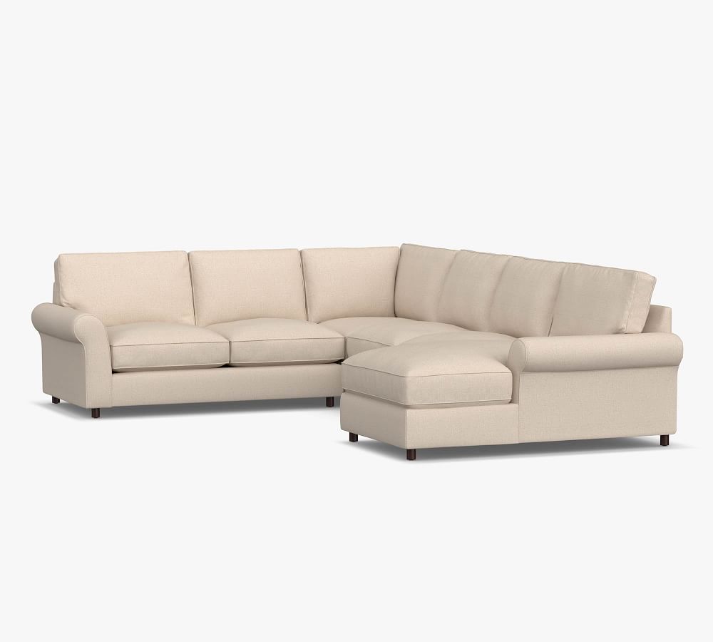 PB Comfort Roll Arm Upholstered 4-Piece Sofa Chaise Sectional | Pottery ...