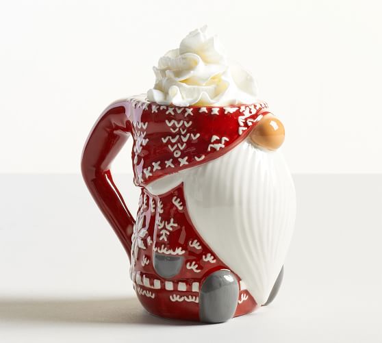 NEW *POTTERY BARN* Gnomette Christmas Holiday Coffee/Cocoa Mug Gnome Decor 