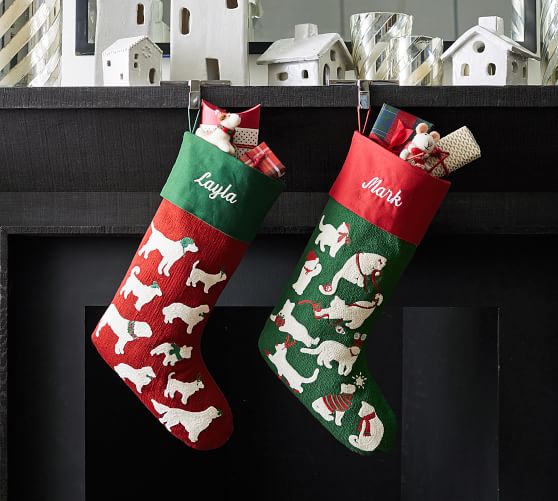 Details about   Pottery Barn PB Stocking Christmas Holiday Mono Angel White Red NWT 
