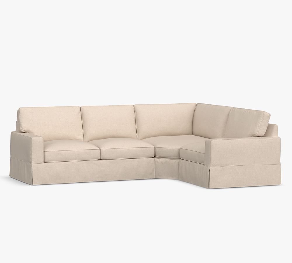 PB Comfort Square Arm Slipcovered 3Piece Sectional with Wedge