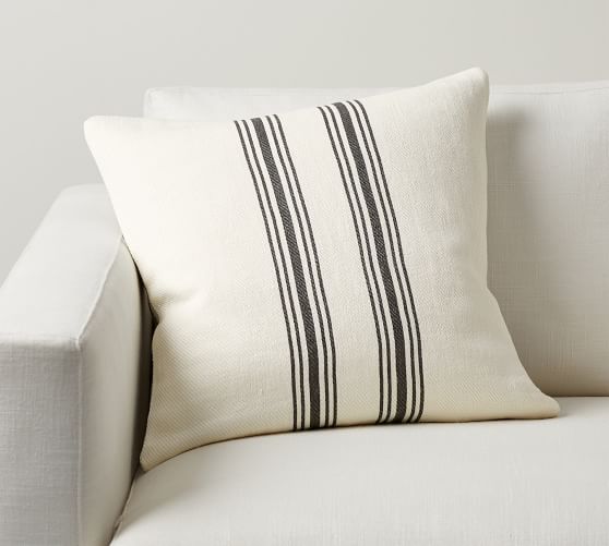 2 Faux Leather Cushion Covers in Black Grey & White Stripe 12" Mini Size 