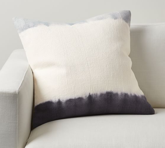 NWT Pottery Barn Ampersand 20" pillow cover neutral flax And sign dark navy blue 