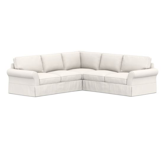 PB Comfort Roll Arm Slipcovered 3-Piece L-Sectional | Pottery Barn