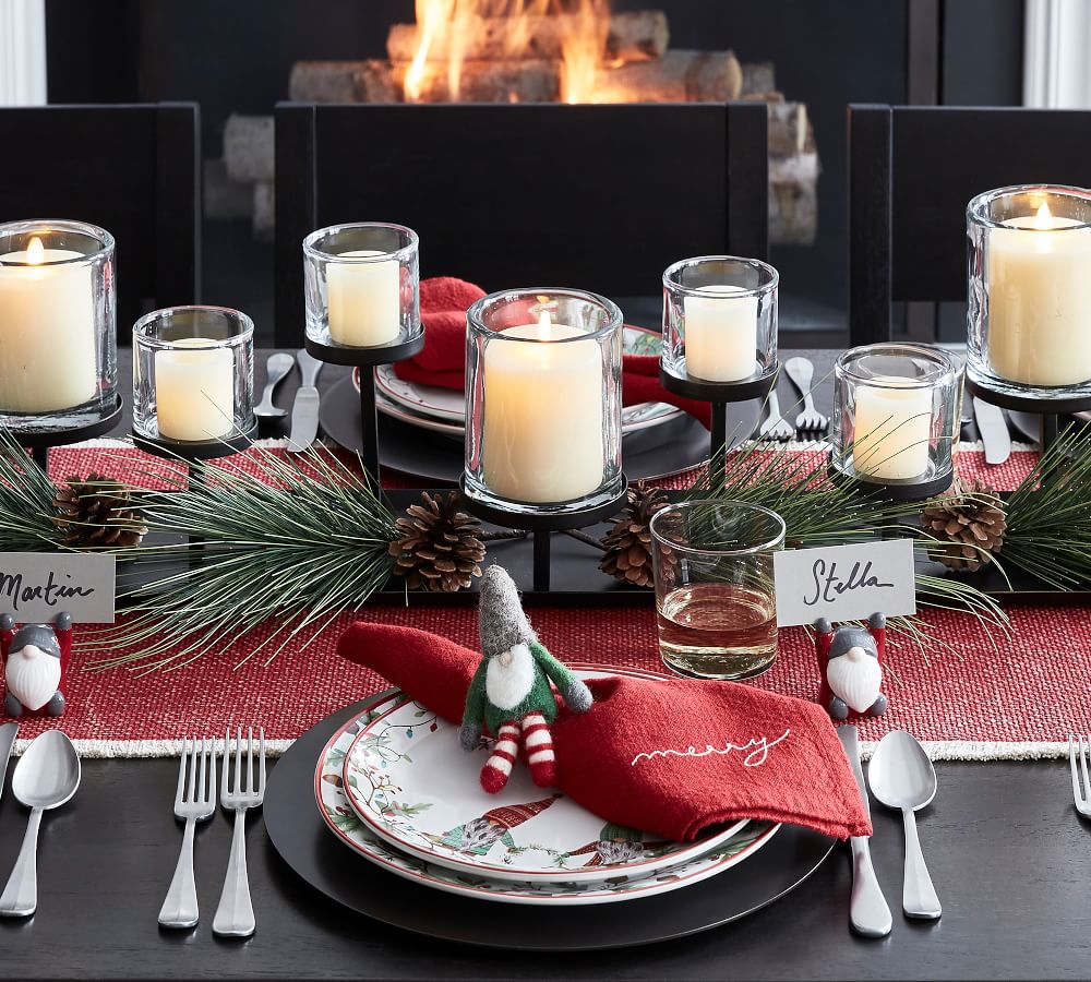 Forest Gnome Pinecone Stoneware Dinner Plates Set of 4 Pottery Barn